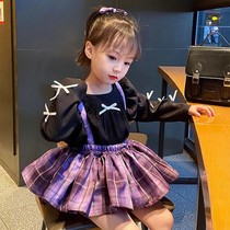 Girls Spring and Autumn Set 2021 Autumn New style Female Baby College Style Two Piece Set Children Tide