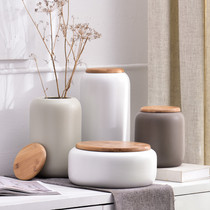Nordic home ceramic storage tank European storage tank tea tank model room matte soft porch vase ornaments