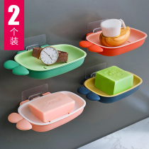 Double-layer soap box drain suction cup soap holder Household creative punch-free wall-mounted bathroom rack large