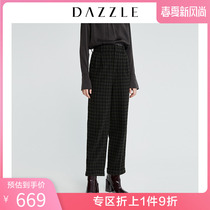 DAZZLE Landscape New Fashion Sheep Wool Lattice Straight Barrel Flanging Leisure Pants 2F4Q4143Q