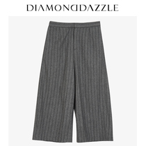 DIAMOND DAZZLE Landscape Winter Dress New Casual Wool Vertical Stripe Broad-legged Pants 1M1Q30115