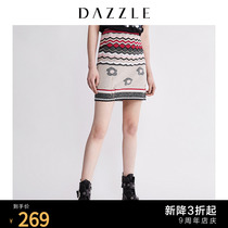 DAZZLE summer dress new western style wave pattern floral hole knit short skirt female 2F2E7022I