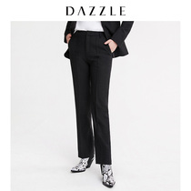 Dazzle ground element autumn new casual simple straight split sheep wool trousers women 2G1Q4171F