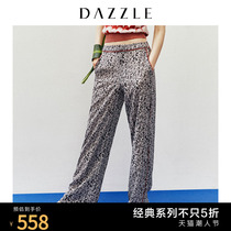 DAZZLE summer new chiffon leopard print sports wide-leg trousers women 2G2Q4046D