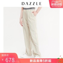 DAZZLE地素 春装新款便装款橡筋腰条纹西裤长裤女2G1Q4072J
