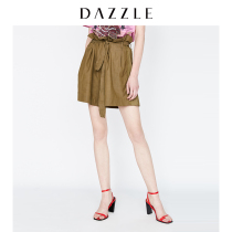 Dazzle Disu summer wear new fashion high waist pleated Embroidery Satin panel belt shorts for women 2f2q171p