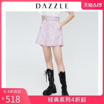 Dazzle plain spring new simple A-line stripe casual belt shorts for women 2g3q1142g