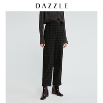 DAZZLE Landscape New Fashion Sheep Wool Lattice Straight Barrel Flanging Leisure Pants 2F4Q4143Q