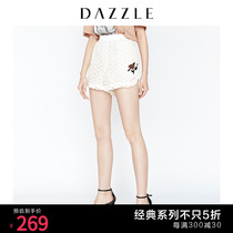 DAZZLE ground element summer dress new lace mesh embroidery pattern elastic waist shorts female 2F2Q114