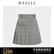 DAZZLE 2020 autumn and winter new high-waist plaid skirt A-line pleated skirt female 2C3S2353D