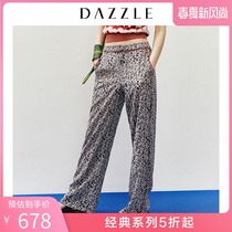 Dazzle Disu summer wear new Chiffon leopard sports style wide leg pants for women 2g2q4046d