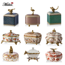 European and American luxury butterfly storage tank French living room dragonfly candy tank bird jewelry box pure copper ceramic decorations