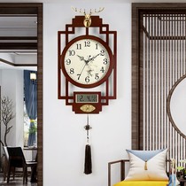 New Chinese hanging clock Living room Home Copper Deer Head Decoration Wooded Muted Clock Perpetual calendar HW6101