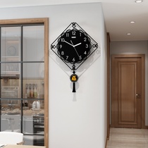 New Chinese wall clock atmospheric household fashion Modern simple light luxury creative art Chinese style wall hanging silent clock