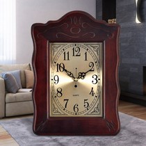 Clock and clock living room European style retro clock solid wood mute large sitting clock bedroom bedside clock ornaments