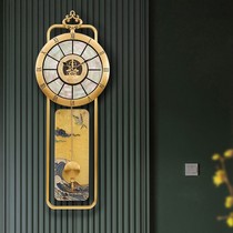 New Chinese pure brass clock hanging bell living room European style modern hanging wall clock fashion atmosphere new light lavish hanging table
