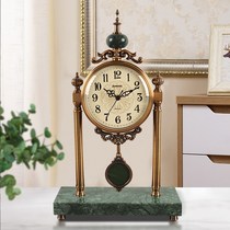 European-style metal light luxury clock living room home American table watch decoration ornaments study large silent sitting clock