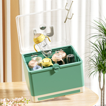 Baby bottle storage box baby tableware storage box large dustproof storage rack drain rack storage box