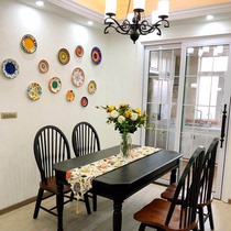 Creative personality hand-painted wall hanging plate European and American Mediterranean restaurant decoration living room sofa art background wall