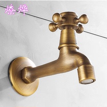 All copper kitchen antique single cold mop pool washing machine special faucet extended quick open into the wall spout retro