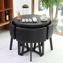 Fire Stone tea table and chair combination simple modern round kung fu coffee table office reception room rock board tea table