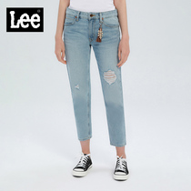 Lee mall's same 101 + light blue jeans women's 401 perforated small leg Capris 2020lwz4015pn70q