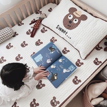 Childrens bed latex cushion mat cute bear baby ice silk mat kindergarten nap soft mat kit 60x120
