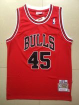 bulls公牛队45号jordan 乔丹球衣网眼篮球服潮 球迷版 刺绣红