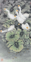 Art micro-spray Zheng Nai Goose playing water 30x60cm