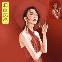 Oil painting, realistic, hand-painted, customized photo, head portrait, cartoon, image design, real character, Q version, hand-painted illustration