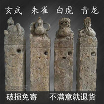 Stone carving horse-tied pile antique old four mythical beasts horse-tied stone pillars lion pillar base hotel courtyard decoration ornaments