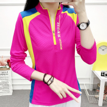 Outdoor quick-drying clothes Womens long-sleeved stand-up collar summer thin sunscreen breathable top Sports T-shirt mens large size quick-drying clothes short-sleeved