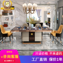 Postmodern light luxury dining table and chair combination Italian rectangular 8-person Bentley high-end solid wood Sabili noodles large household