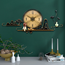 New Chinese wall clock living room home fashion pure copper light luxury clock simple modern atmosphere decoration Chinese style clock