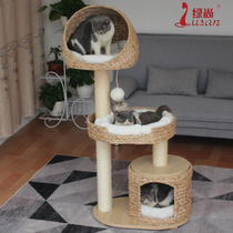 Export French cat climbing frame woven cat nest cat tree one sisal cat scratch board cat platform multi-layer cat Villa