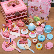 Boys and girls birthday gifts wooden dessert afternoon tea set childrens strawberry cake play house simulation toys