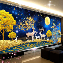 2021 New Diamond painting full diamond living room cross-stitch large atmosphere Peacock fortune deer 5D masonry stickers 2020