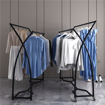 Mobile drying rack floor-to-ceiling double pole drying hanger indoor cool sun balcony single pole household hanging rack with wheels