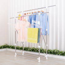 Drying rack floor-to-ceiling folding indoor stainless steel double pole balcony tanning quilt rack outdoor windproof cool hanger household