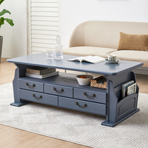 Light luxury tea table solid wood rectangular Nordic modern simple storage coffee table living room furniture wooden modern tea table