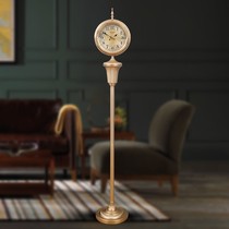 European style copper-plated Villa living room silent floor clock American retro creative standing clock ground new Chinese light luxury clock