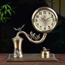 Modern light luxury decorative table clock Household living room radio wave ornaments Desktop clock Automatic time Metal American sitting clock