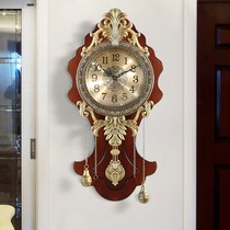 European pure copper wall clock living room home fashion mute swing clock quartz clock creative American retro atmospheric clock