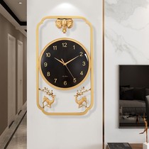 European pure copper wall clock living room light luxury creative clock atmospheric wall watch home fashion wall clock decorated with art wall watch