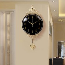European home living room wall clock Gold quartz clock American atmospheric creative fashion hanging watch Wall silent clock