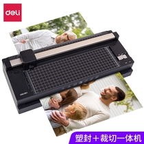 Del 14377 plastic sealing machine with paper cutter multifunctional A3A4 hot and cold mounting home office photos over plastic small