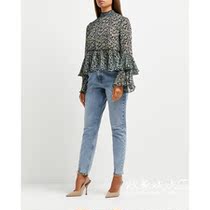 UK 10 02 famous er womens new flared sleeve floral comfortable Joker shirt