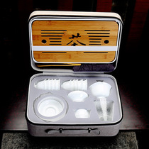 Sheep jade bowl portable kung fu travel tea set set fast guest Cup one pot three or four cups tea art gift customization
