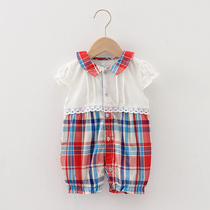 Q5339婴儿连体衣夏季外穿时尚女宝宝哈衣爬服新生儿公主纯棉衣服