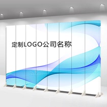 Office screen partition image wall Folding mobile fabric Simple and easy Nordic modern white door occlusion board